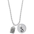 thumbnail image 1 of Delight Jewelry Silvertone Prayer Box Silvertone Script Initial Disc - S - Charm Necklace, 20"+3", 1 of 4