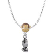 Delight Jewelry Silvertone Praying Hands Mia Monkey Charm Necklace