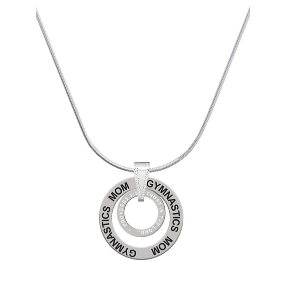 Delight Jewelry Silvertone Proverbs 3:5 Eternity Ring Gymnastics Mom Ring Charm Necklace, 18"