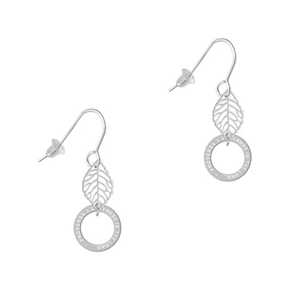 Delight Jewelry Silvertone Proverbs 3:5 Eternity Ring Silvertone Leaf French Earrings