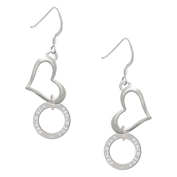 Delight Jewelry Silvertone Psalm 23:1 Eternity Ring Open Heart French Earrings