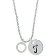 thumbnail image 1 of Delight Jewelry Silvertone Psalm 23:1 Eternity Ring Silvertone Script Initial Disc - T - Charm Necklace, 20"+3", 1 of 4