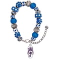thumbnail image 1 of Delight Jewelry Silvertone Purple Open Plumeria Flower Flip Flop Blue Paw Print Bead Bracelet, 7"+2", 1 of 4