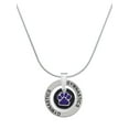 thumbnail image 1 of Delight Jewelry Silvertone Purple Paw on Black Disc Gymnastics Ring Charm Necklace, 18", 1 of 4