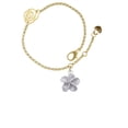 thumbnail image 1 of Delight Jewelry Silvertone Purple Plumeria Flower Gold-tone Rose Link Chain Bracelet, 6.25"+1.75" Extender, 1 of 4
