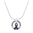 thumbnail image 1 of Delight Jewelry Silvertone Purple Ribbon Miracles Ring Charm Necklace, 18", 1 of 4