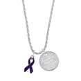 thumbnail image 1 of Delight Jewelry Silvertone Purple Ribbon She is Clothed in Stength and Dignity Charm Necklace, 20"+3", 1 of 4