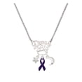 thumbnail image 1 of Delight Jewelry Silvertone Purple Ribbon Silvertone Dream Big Pendant Necklace, 25", 1 of 4