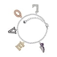 thumbnail image 1 of Delight Jewelry Silvertone Purple Running Shoe Multi-Colored Crystal Love Charm Bracelet, 1 of 5