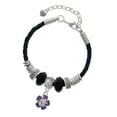 thumbnail image 1 of Delight Jewelry Silvertone Purple and White African Violet Flower Daughter Celtic Knot Leather Bead Bracelet, 7"+2" Extender, 1 of 4