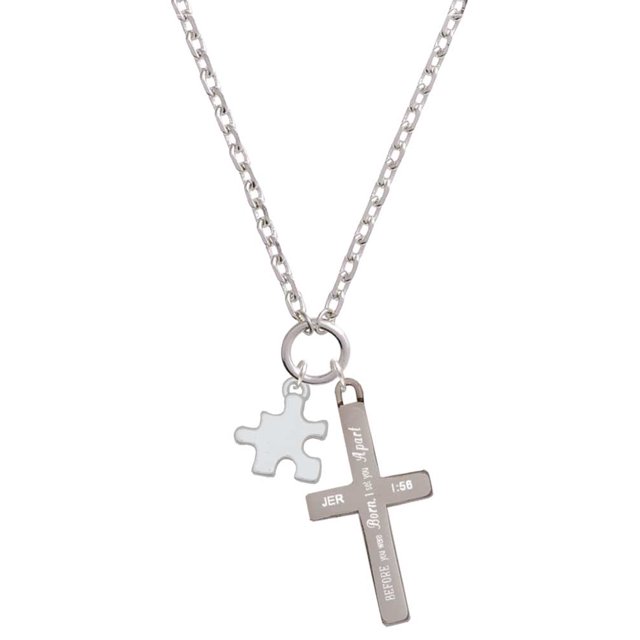 Delight Jewelry Silvertone Puzzle Piece I Set You Apart Engraved Cross
