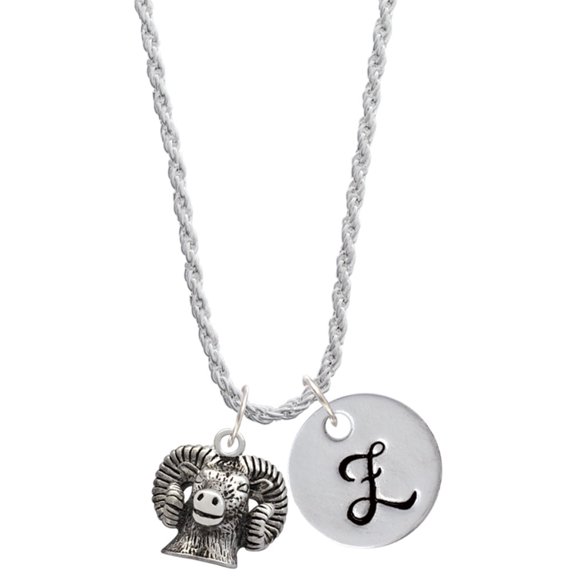 Delight Jewelry Silvertone Ram Head Silvertone Script Initial Disc - Z - Charm Necklace, 20"+3"