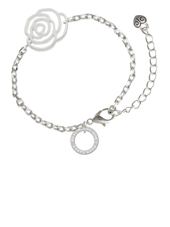 Silvertone Real Heroes Teach Eternity Ring Silver-tone Flower Link Chain Bracelet, 6.75"+2" Extender