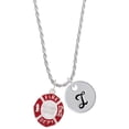 thumbnail image 1 of Delight Jewelry Silvertone Red Always Loved Fire Department Shield Silvertone Script Initial Disc - I - Charm Necklace, 20"+3", 1 of 4
