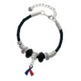 thumbnail image 1 of Delight Jewelry Silvertone Red & Blue Awareness Ribbon Big Sister Celtic Knot Leather Bead Bracelet, 7"+2" Extender, 1 of 4