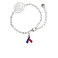 thumbnail image 1 of Delight Jewelry Silvertone Red & Blue Awareness Ribbon Silver-tone Flower Link Chain Bracelet, 6.75"+2" Extender, 1 of 4