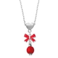 thumbnail image 1 of Delight Jewelry Silvertone Red Chinese Lantern with Clear Crystal Red Bow Heart Necklace, 1 of 4