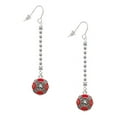 thumbnail image 1 of Delight Jewelry Silvertone Red Enamel Fire Department Medallion - Silver-tone Long Sparkle Dangle French Earrings, 1 of 4