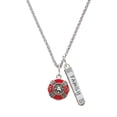 thumbnail image 1 of Delight Jewelry Silvertone Red Enamel Fire Department Medallion Silvertone Family Bar Charm Necklace, 23", 1 of 1