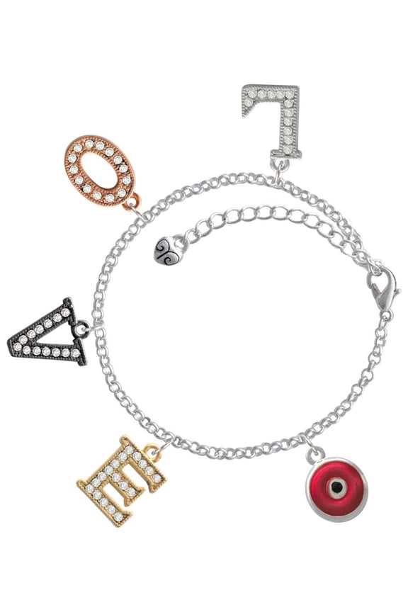 Silvertone Red Evil Eye Good Luck Multi-Colored Crystal Love Charm Bracelet