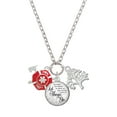 thumbnail image 1 of Delight Jewelry Silvertone Red Fire Department Shield with Axes Let Things Go Fall Zoey Charm Necklace, 28", 1 of 4
