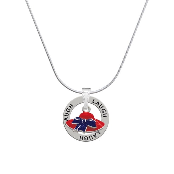 Delight Jewelry Silvertone Red Hat With Purple Bow Laugh Ring Charm Necklace, 18"