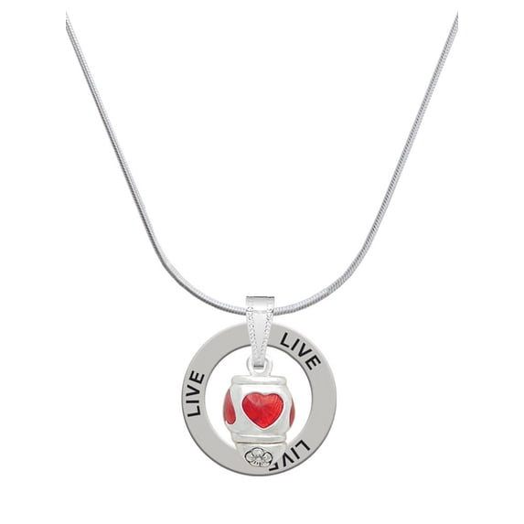 Delight Jewelry Silvertone Red Heart Spinner Live Ring Charm Necklace, 18"