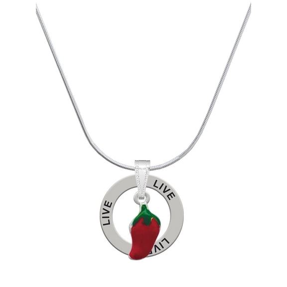 Delight Jewelry Silvertone Red Jalapeno Live Ring Charm Necklace, 18"
