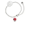 thumbnail image 1 of Delight Jewelry Silvertone Red Ladybug Spinner Silver-tone Flower Link Chain Bracelet, 6.75"+2" Extender, 1 of 4