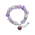 thumbnail image 1 of Delight Jewelry Silvertone Red Paw on Black Disc Purple Butterfly Bead Charm Bracelet, 7"+1" Extender, 1 of 5