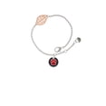 thumbnail image 1 of Delight Jewelry Silvertone Red Paw on Black Disc - Rose Goldtone Leaf Delicate Bracelet, 6.25+1.75", 1 of 4