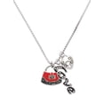 thumbnail image 1 of Delight Jewelry Silvertone Red Purse - Love and Lock Charm Necklace, 18"+1", 1 of 4