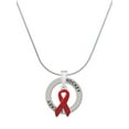 thumbnail image 1 of Delight Jewelry Silvertone Red Ribbon Hockey Ring Charm Necklace, 18", 1 of 4