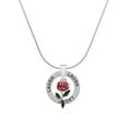 thumbnail image 1 of Delight Jewelry Silvertone Red Rose Flower Laugh Ring Charm Necklace, 18", 1 of 4