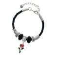 thumbnail image 1 of Delight Jewelry Silvertone Red Rose Flower Sister Celtic Knot Leather Bead Bracelet, 7"+2" Extender, 1 of 4