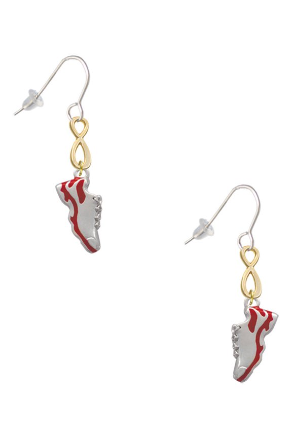 Silvertone Red Running Shoe Gold Tone Infinity French Earrings