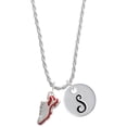 thumbnail image 1 of Delight Jewelry Silvertone Red Running Shoe Silvertone Script Initial Disc - S - Charm Necklace, 20"+3", 1 of 4