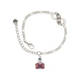 thumbnail image 1 of Delight Jewelry Silvertone Red School House Silver-tone Paw Infinity Link Chain Bracelet, 6"+2" Extender, 1 of 3
