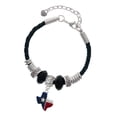 thumbnail image 1 of Delight Jewelry Silvertone Red and Blue Texas Lil Sister Celtic Knot Leather Bead Bracelet, 7"+2" Extender, 1 of 4