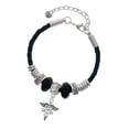thumbnail image 1 of Delight Jewelry Silvertone Registered Nurse Caduceus Lil Sister Celtic Knot Leather Bead Bracelet, 7"+2" Extender, 1 of 4