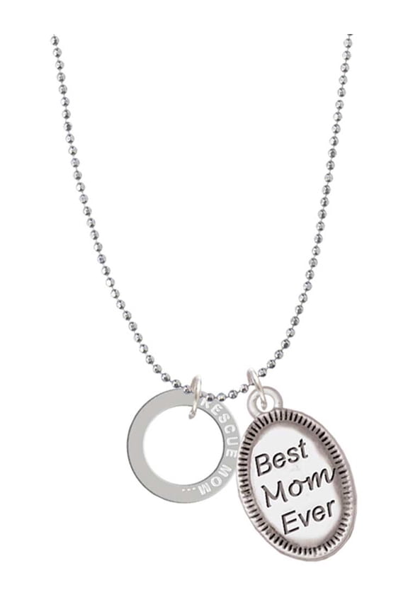 Silvertone Rescue Mom Infinity Ring Best Mom Ever Charm Necklace