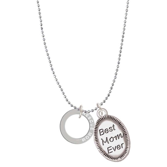 Delight Jewelry Silvertone Rescue Mom Infinity Ring Best Mom Ever Charm Necklace