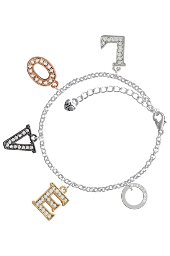 Silvertone Rescue Mom Infinity Ring Multi-Colored Crystal Love Charm Bracelet