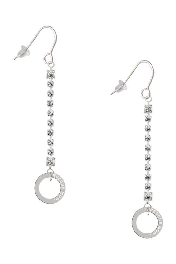 Silvertone Rescue Mom Infinity Ring - Silver-tone Long Sparkle Dangle French Earrings