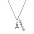thumbnail image 1 of Delight Jewelry Silvertone Ribbon with Softball Silvertone Fearless Bar Charm Necklace, 23", 1 of 4
