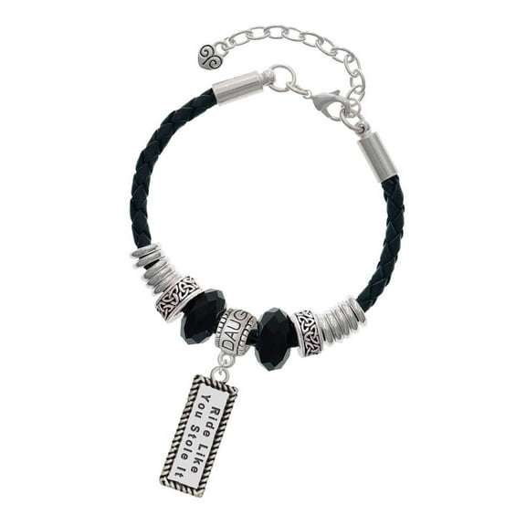 Delight Jewelry Silvertone Ride Like You Stole It Daughter Celtic Knot Leather Bead Bracelet, 7"+2" Extender
