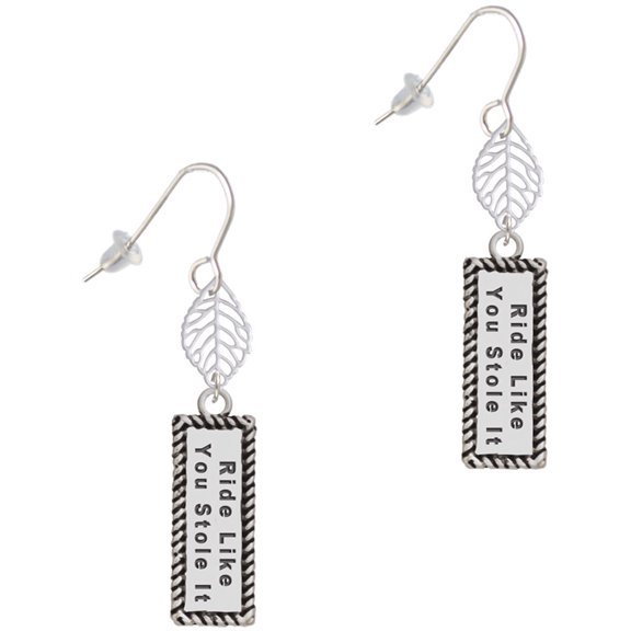 Delight Jewelry Silvertone Ride Like You Stole It Silvertone Leaf French Earrings