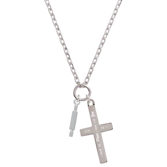 Delight Jewelry Silvertone Rolling Pin I Have Plans for You Engraved Cross Zoey Necklace, 28"