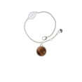 thumbnail image 1 of Delight Jewelry Silvertone Round - Imitation Cat's Eye - Brown - - Silvertone Leaf Delicate Bracelet, 6.25+1.75", 1 of 4