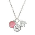 thumbnail image 1 of Delight Jewelry Silvertone Round - Imitation Cat's Eye - Pink - Let Things Go Fall Zoey Charm Necklace, 28", 1 of 4
